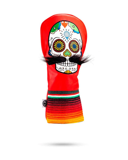 Mustache Sugar Skull - Fairway Cover - Red image