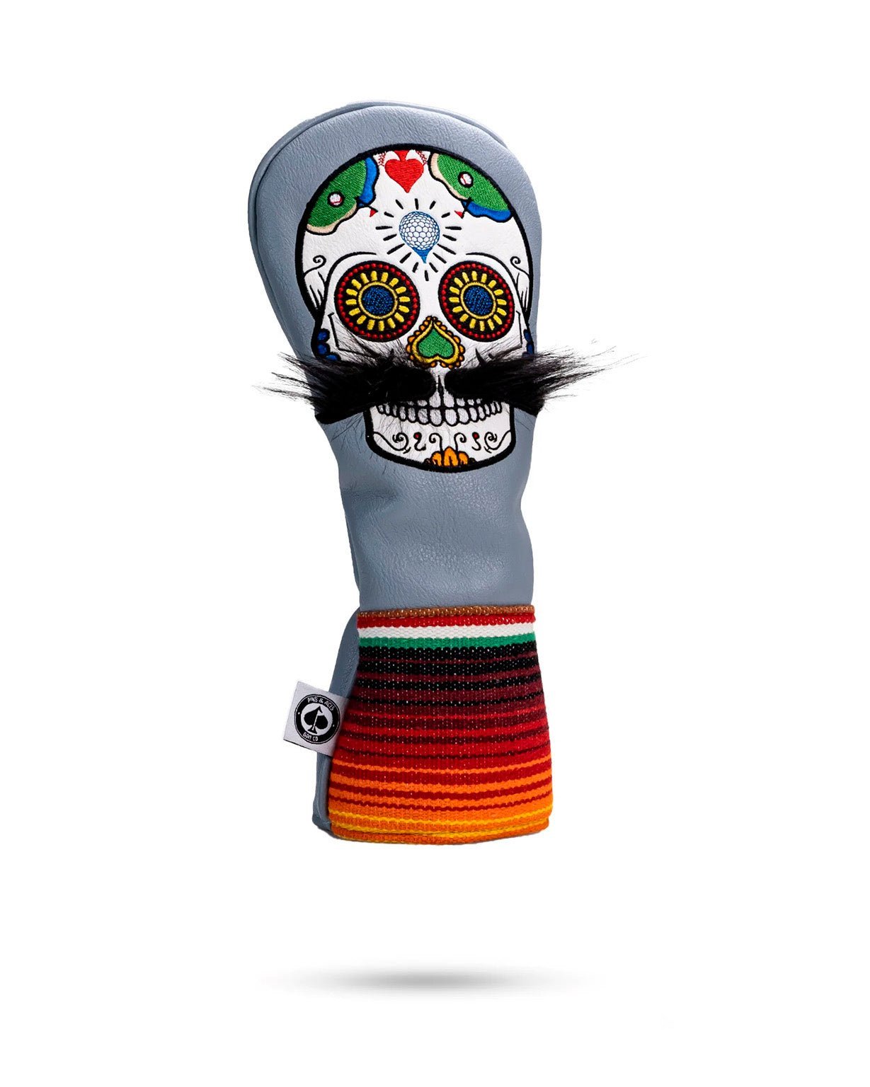 Mustache Sugar Skull - Fairway Cover - Gray image