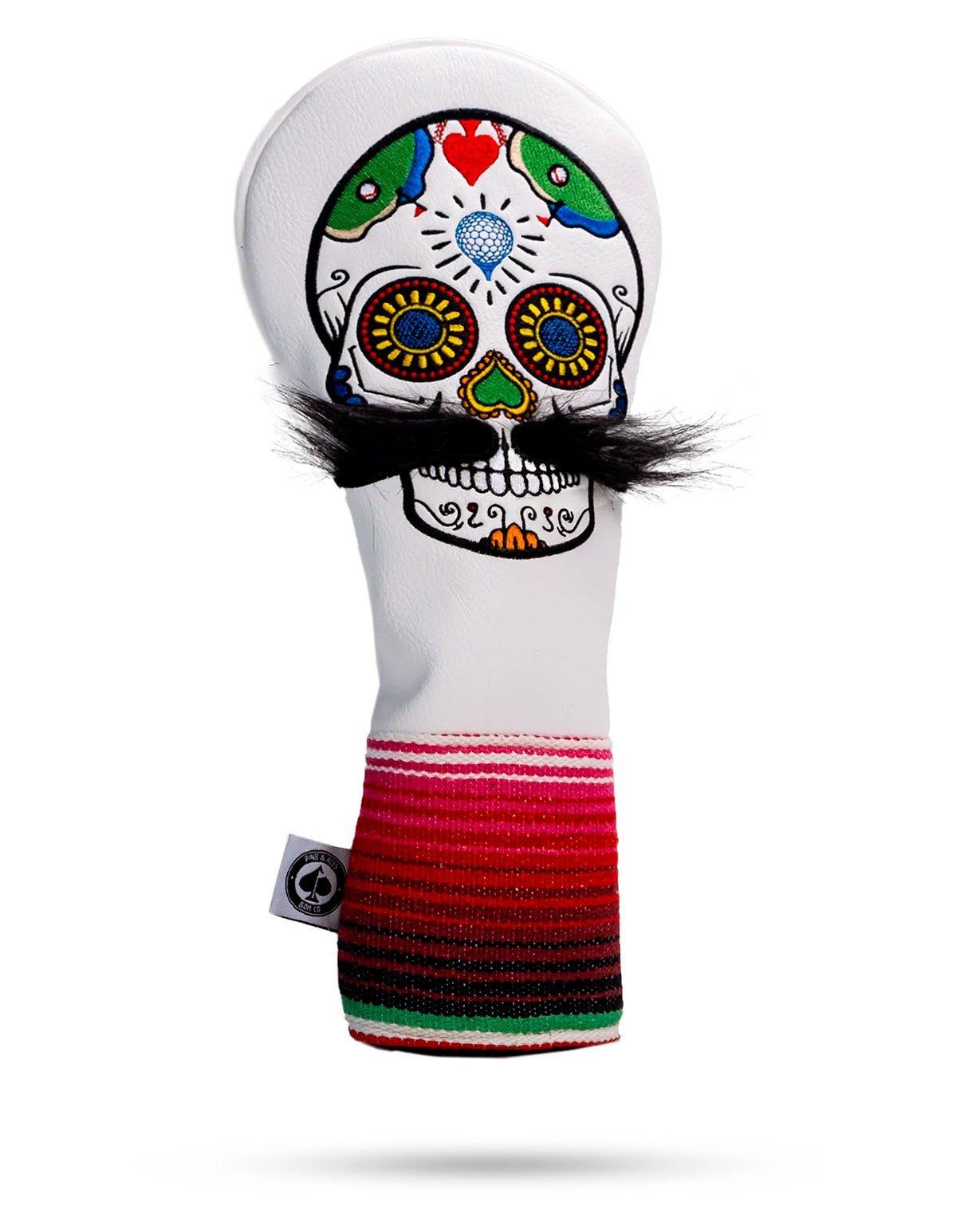 Mustache Sugar Skull - Driver Cover - White image