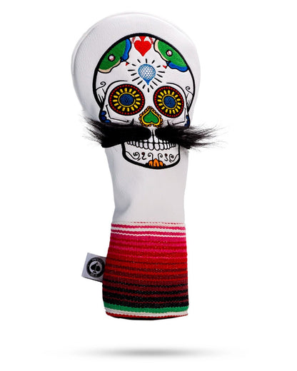 Mustache Sugar Skull - Driver Cover - White image