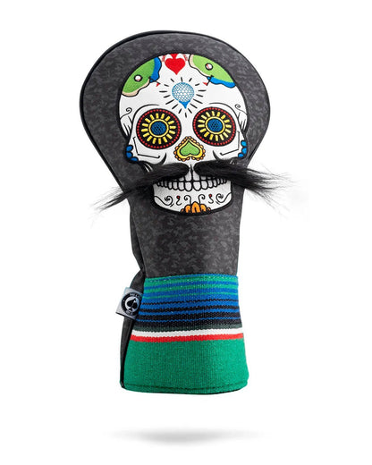 Mustache Sugar Skull - Driver Cover Gray Camo image 0