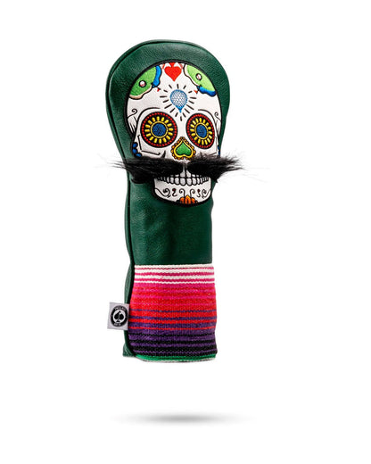 Mustache Sugar Skull - Fairway Cover - Green image